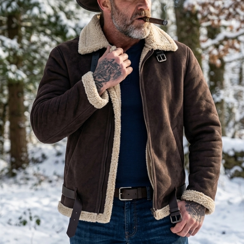 Men Winter Faux Suede Jacket F - огляд і ціна Outdoor Hunting Fleece