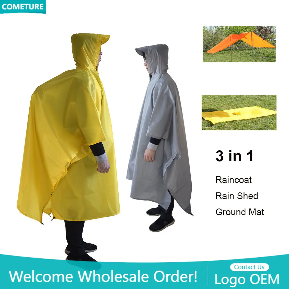 Raincoat 3 In 1 Hiking Poncho  - огляд і ціна Hunting Camp Outdoor Supplies